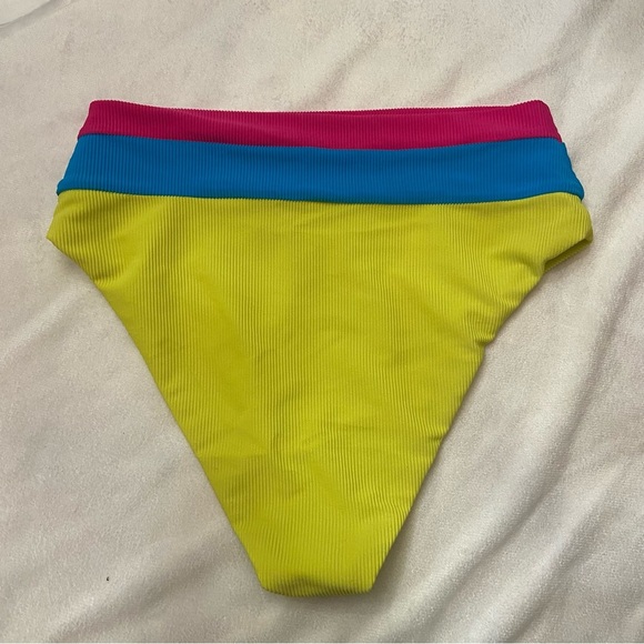 New! Beach Riot Heidi Retro Bright Color Block Ribbed Bikini Bottom 3932 - Picture 5 of 8